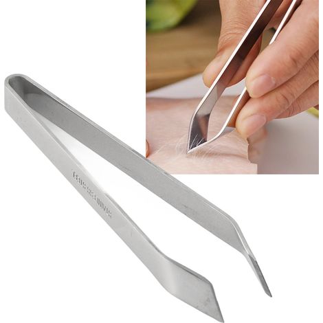 Fischgrätenpinzette, Edelstahl 430, extra lang (9 cm), robust und korrosionsbeständig zum Entfernen von Tierknochen und -haaren (1/5)