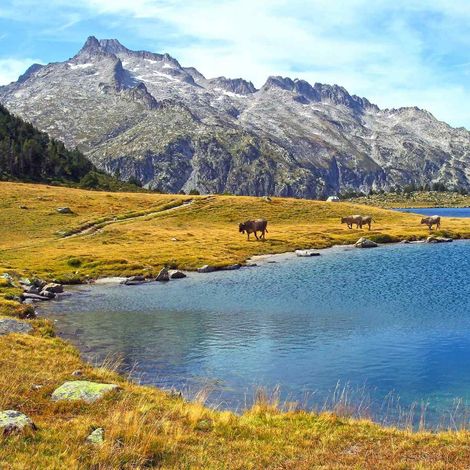 Tableau sur toile lac d'Aumar 45x45 cm - Impression sur Toile Murale Décorative - Image imprimée en HD sur Toile - Toile sur Châssis en Bois FSC - Fabriqué en France (1/4)