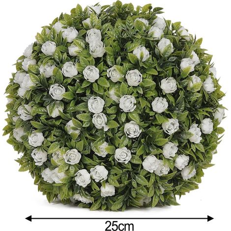 Boule De Fleurs Artificielles - Boule Topiaire Suspendue Pour Décoration Intérieure Et Extérieure - Diamètre 10 cm 24 cm 34 cm - En Plastique UV Résistant (1/4)