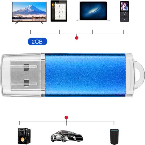 Clé USB 2GB Bleue avec Coque Transparente - Mémoire Portable pour PC et Tablette