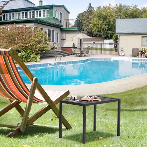 Mucola Gartentisch Aluminium Beistell Balkontisch rechteckig wetterfest Anthrazit Tisch Outdoor hitze- und wetterbeständig Terrassentisch