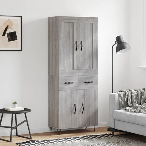 Highboard Grau Sonoma 69,5x34x180 cm Holzwerkstoff