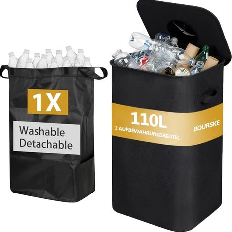 Contenedor de depósito de botellas de gran capacidad, control de olores, 110 L (1/2)