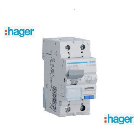 Disjoncteur Différentiel 1p+n 16A - 30 ma - Type AC - Courbe C - 4.5 kA- Hager