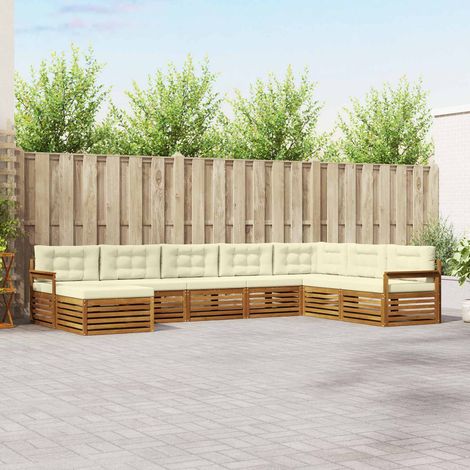 Teenpull – Outdoor-Sofagarnitur 8 Stk. Natur und Creme Massivholz Akazie (1/5)