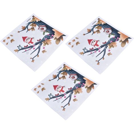 Lot de 3 autocollants hibou sur une branche d'arbre, stickers de Noël innovants et auto-adhésifs pour la maison et les magasins (JUV205‑A) (1/5)