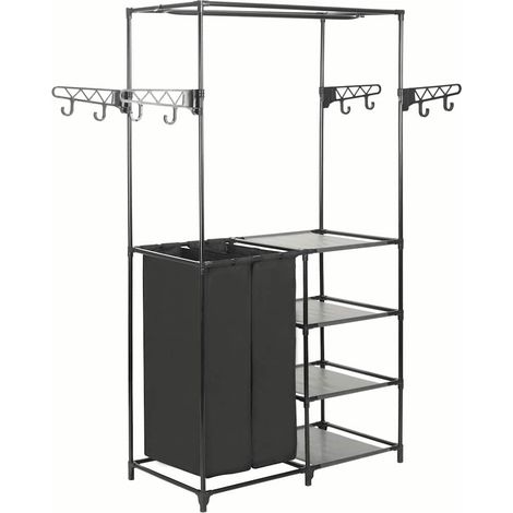 Porte-manteau Porte-vêtements Moderne - Acier et tissu non-tissé 87 x 44 x 158 cm Noir BV833048 - BonneVie (1/5)