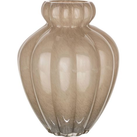 Vase taupe en verre au relief élégant - taupe (1/2)