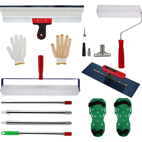 Kit de suelo epoxi autonivelante, mango extensible, espátula dentada, color verde. (1/2)