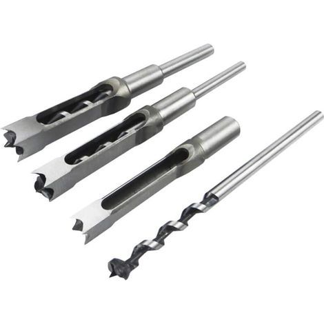 Ensemble de 4 forets carrés pour le travail du bois, burins à mortaiser en acier, scie cloche, outils électriques pour menuisier, diamètres : 1/2, 1/4, 5/16 et 3/8 pouce (1/5)