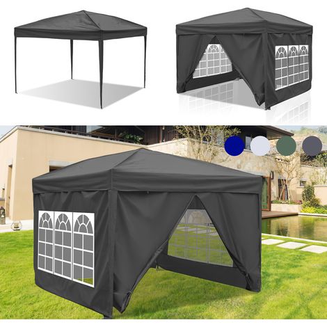 Wolketon Gazebo 3 x 3 m con 4 pannelli laterali, gazebo da giardino pieghevole, regolabile in altezza, con borsa per il trasporto, impermeabile, stabile, protezione UV, tenda da ricevimento pop-up per