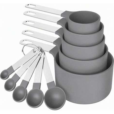 Verres doseurs et cuillères de mesure, set de 10, gris, en sachet (1/5)