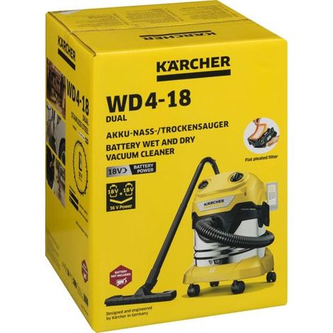 Kärcher Home & Garden WD 4-18 S Dual V-20/22 1.628-625.0 Akku-Nass-/Trockensauger 380 W 20 l ohne A