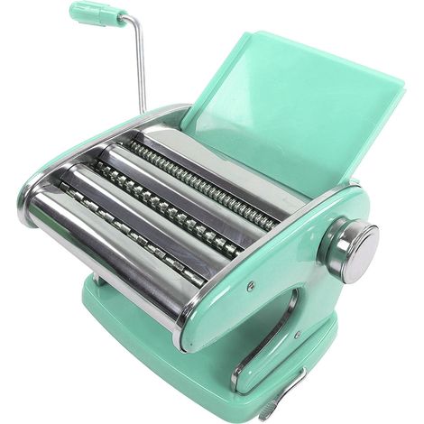 Machine à pâtes multifonction manuelle pour lasagnes, fettuccines, raviolis - vert menthe, fixation ventouse, 3 lames (1/5)
