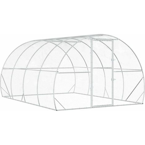 vidaXL Chicken Coop Silver 400 x 300 x 200 cm Galvanised Steel (1/5)