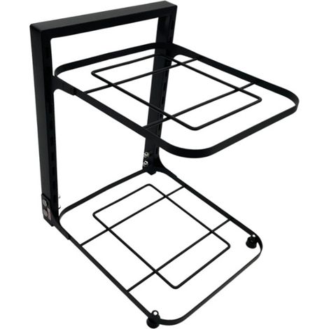 Étagère de rangement de cuisine en acier au carbone, multicouche, noire, pour casseroles et poêles, deux niveaux, 36 x 24 x 7 cm / 14,2 x 9,4 x 2,8 pouces