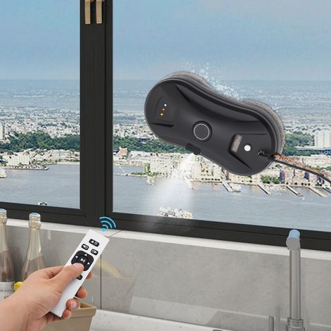 YISSALE -Robot nettoyeur de vitres intelligent avec puissance d'aspiration de 2800 Pa et corde de sécurité Avec télécommande & 10 tampons de nettoyage Navigation automatique (1/5)