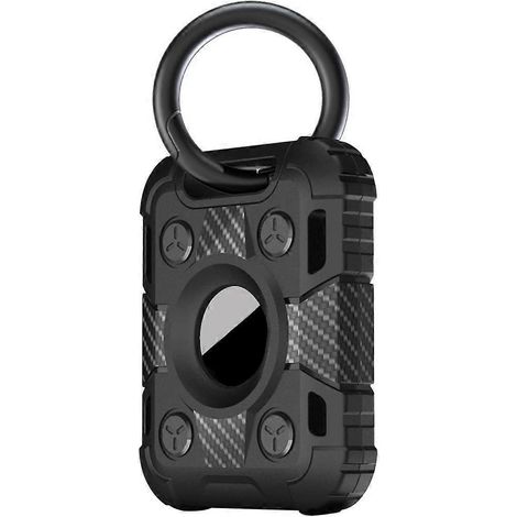 Étui de protection portable anti-perte avec porte-clés compatible Airtag-4.8X3.8CM-Black (1/3)