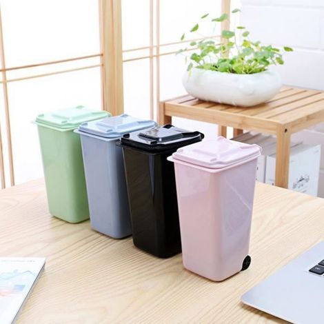 Rose Creative Wheelie Mini Poubelles Ménage Fournitures De Bureau À Domicile Mini Poubelle De Bureau Seau En Plastique Poub (1/4)