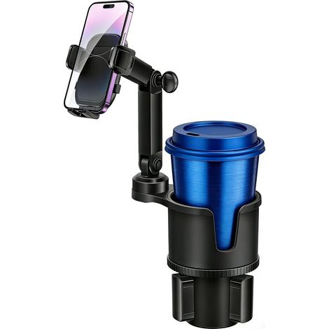 Supporto per telefono da auto con portabicchiere - Supporto per telefono da auto con portabicchiere regolabile a 360° - Portabicchieri da 2,5" - 4" - iPhone 15 - 14 Pro - Camion - 2,5-4" (1/4)