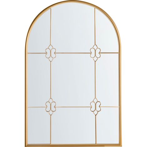 Espejo de pared estilo glamour vintage decorativo con marco de metal dorado Thulay