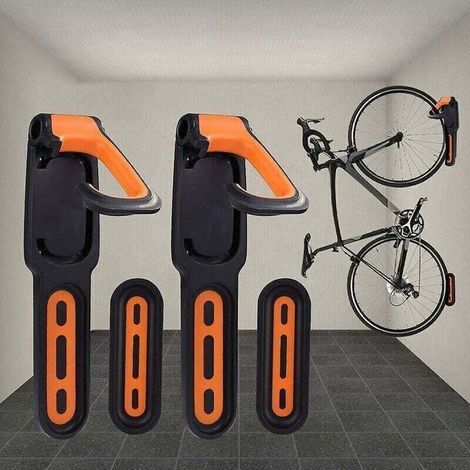 Porte-vélos, porte-vélos mural avec revêtement en caoutchouc, pour 2 vélos, supports muraux pour vélo intérieur et extérieur,de (1/4)