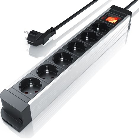 Arendo Steckdosenleiste Mehrfachsteckdose Steckerleiste 3680W, 6-fach (1/5)