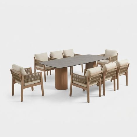 Gartentischset Toscana mit 8 Polstersesseln für stilvolles Outdoor-Dining (1/5)