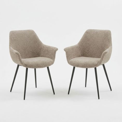 2er Set gepolsterte Esszimmerstühle aus Stoff Ornella - Beige (1/5)