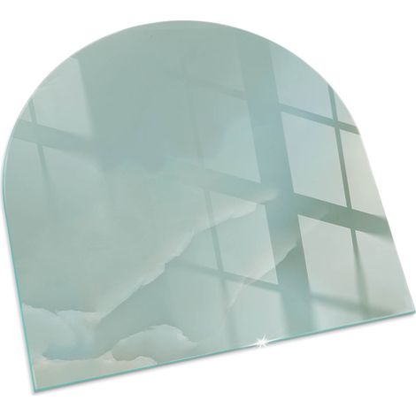 Plaque Carrée en verre trempé décorative de protection avec impression pour salon pour cheminée Motif marbre délicat 100x100 cm (1/5)