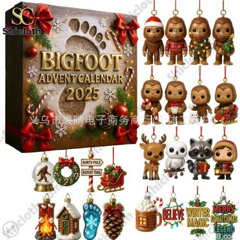 New Birds' Descent Calendar Blind Box Christmas Tree Decoration Acrylic Pendant - Bigfoot's Descent Calendar - Acrylic