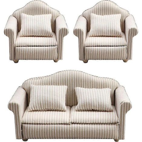 Canapé mini meuble pour poupées avec coussin, échelle 1:12, doux et facile à nettoyer, idéal pour maison de poupée. (1/4)