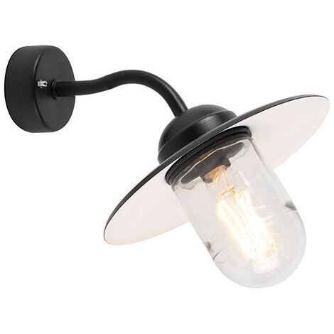 QAZQA munich - Applique murale - 1 lumière - L 260 mm - Noir - Rustique - éclairage extérieur (1/5)