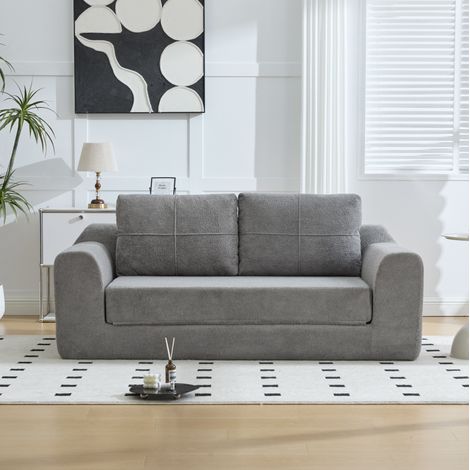 Divano letto 2 posti pieghevole 179 x 95 x 79 cm in tessuto grigio scuro HAVRYA (1/5)