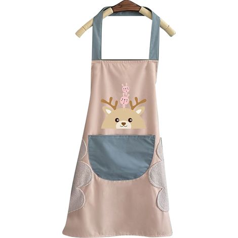 Tablier de cuisine imperméable et anti-huile avec serviette en microfibre intégrée, réglable et facile à nettoyer, couleur rose (1/5)