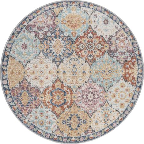 FLOORNOVO In- & Outdoor Teppich rund - Ø 120 cm - Flachgewebe für Garten Balkon Terrasse und Innenbereich - Robust & Pflegeleicht - vielseitig einsetzbar im Innen- und Außenbereich (1/2)