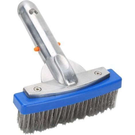 Brosse Pour Piscine - Acier Inoxydable - Poils Haute Densité - Angle Poignée 45° - Nettoyage Fond Et Parois - 1 Pièce (1/5)