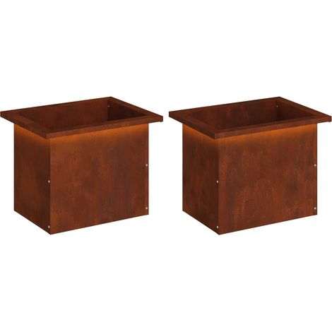 Garden Planter with LED 2 pcs Rusty 30 x 40 x 30 cm vidaXL (1/5)