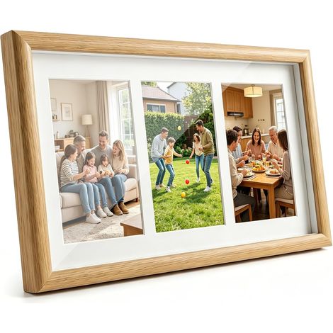21x37cm Multi Cadre Photo pour 3 Photo, 10x15 cm Pele Mele Photo Mural Bois (1/5)