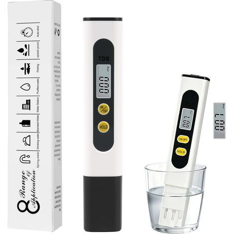 Testeur d’eau TDS PPM, compteur TDS avec sonde en titane pour le contrôle de la qualité de l’eau potable, piscine, aquarium, bassins et laboratoire, plage de mesure 0-999