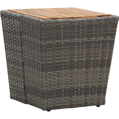 Beistelltisch Grau 41,5×41,5×43 cm Poly Rattan & Massivholz