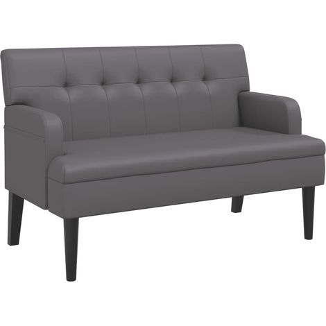 Banc avec dossier gris 112x65,5x75 cm similicuir CFW992722 (1/5)