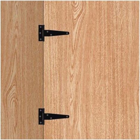 Lot de 10 charnières en T noires antirouille avec vis de charnière de porte, charnière de porte en bois de jardin, charnière de porte extérieure durable, fenêtre, garage, 5,1 cm (noir) (1/4)