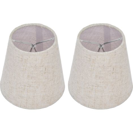 Lot de 2 abat-jour en tissu à clipser pour lampe de table à vis E14, style chandelier ou lustre, PT13, beige et blanc. (1/5)
