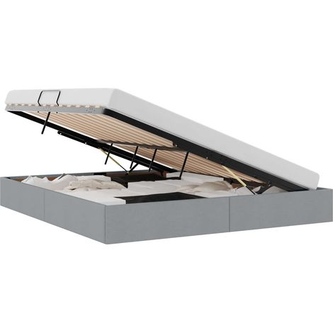 Storage Bed with Headboard Light Grey 160 x 200 cm Fabric vidaXL (1/5)
