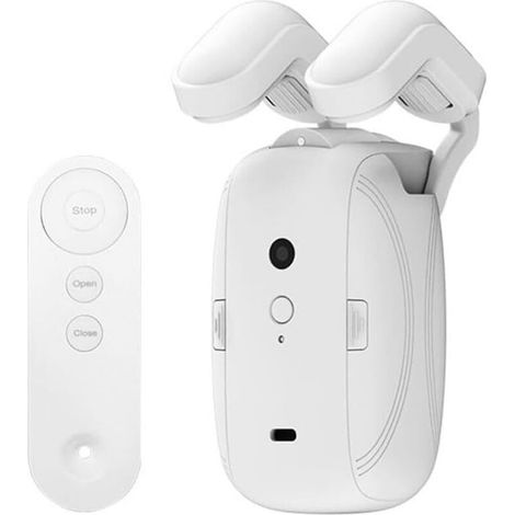 Ouvre-rideaux intelligent, ouvre-rideaux automatique, moteur électrique pour tringle romaine/rails en T, design moderne et élégant, version avec télécommande.