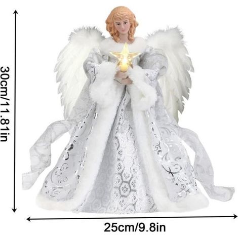 Cime d'arbre de Noël,Créatif Sapin Noël en Forme d'ange 3D, Ornement d'arbre de Noël pour Décorations de Bar Fête de Noël (1/4)