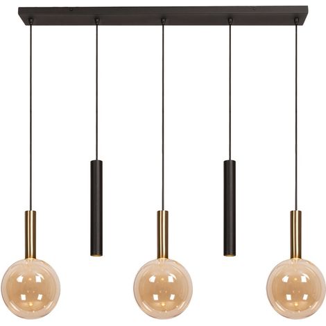 Lampe suspendue à 5 lumières Josiane noir avec or - 21441/05/62 (1/3)