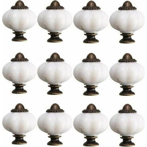 12Pcs Bouton De Meuble 30Mm Boutons De Portes Pour Placards Vintage Bouton De Porte Ceramique Avec 12 Vis Bouton De Meuble Porcelaine Blanc Pour Tiroir Armoire (1/5)
