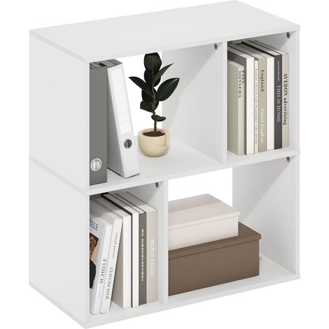 Étagère, Bibliothèque À 4 Cubes, Étagère De Rangement Cubique avec Compartiments Irréguliers, 29,7 X 60 X 62,7 Cm, pour Salon, Chambre, Bureau, Blanc (1/5)